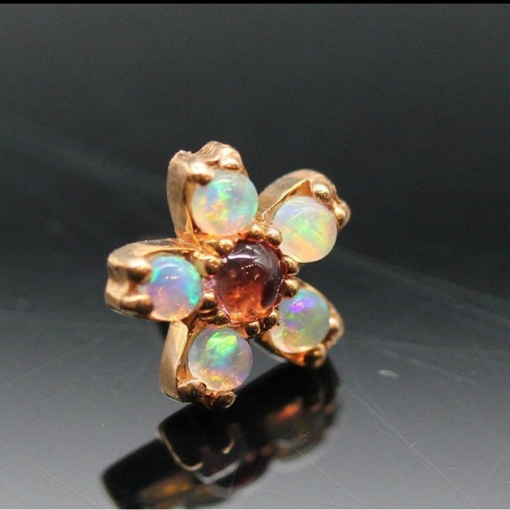 BVLA Threadless Pin Cherry Blossom, Opal & Tourmaline